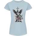 St. Michael Killing the Devil Christian God Womens Petite Cut T-Shirt Light Blue