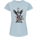 St. Michael Killing the Devil Christian God Womens Petite Cut T-Shirt Light Blue
