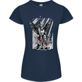 St. Michael Killing the Devil Christian God Womens Petite Cut T-Shirt Navy Blue