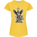 St. Michael Killing the Devil Christian God Womens Petite Cut T-Shirt Yellow