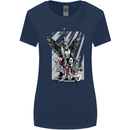 St. Michael Killing the Devil Christian God Womens Wider Cut T-Shirt Navy Blue