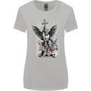 St. Michael Killing the Devil Christian God Womens Wider Cut T-Shirt Sports Grey