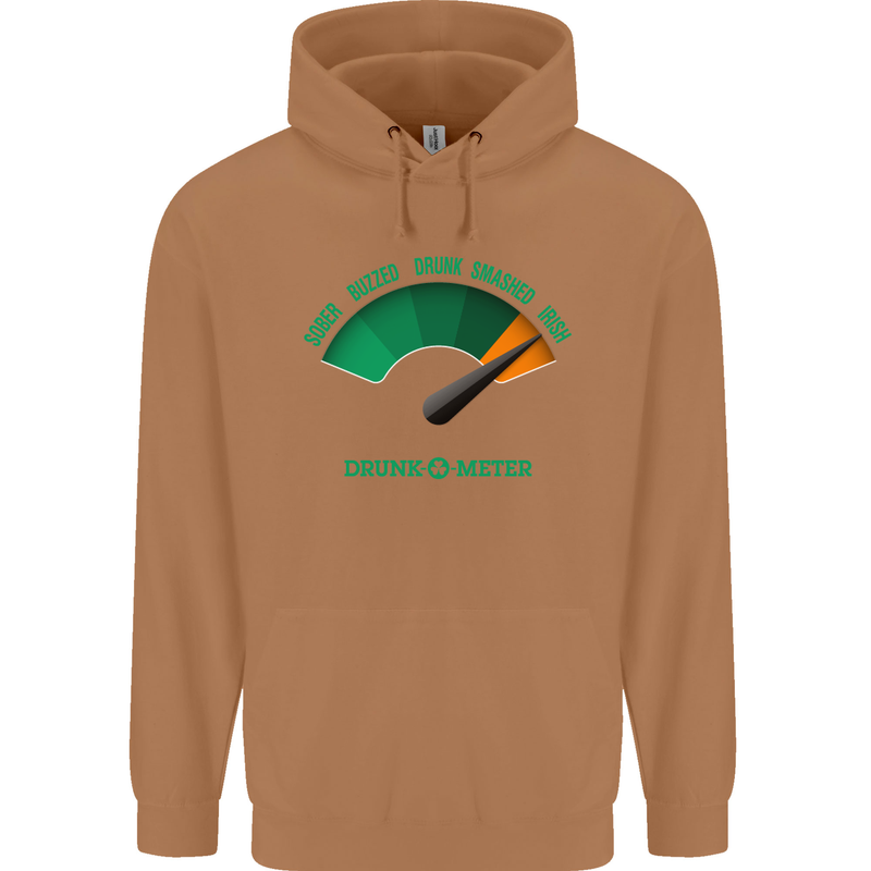 St. Patrick's Day Drunkometer Funny Beer Mens 80% Cotton Hoodie Caramel Latte