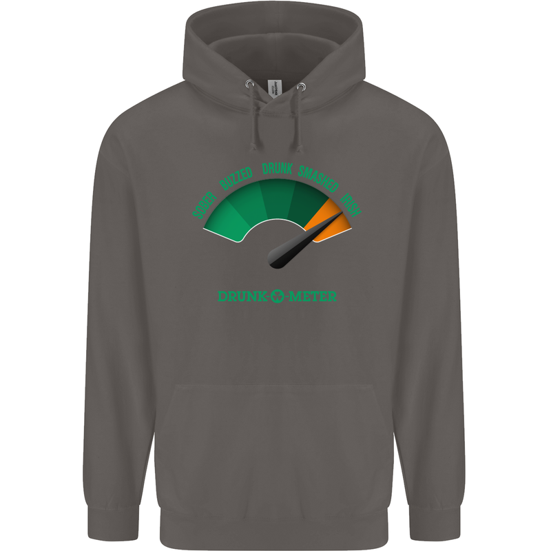 St. Patrick's Day Drunkometer Funny Beer Mens 80% Cotton Hoodie Charcoal