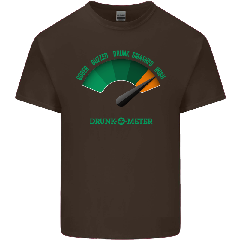 St. Patrick's Day Drunkometer Funny Beer Mens Cotton T-Shirt Tee Top Dark Chocolate