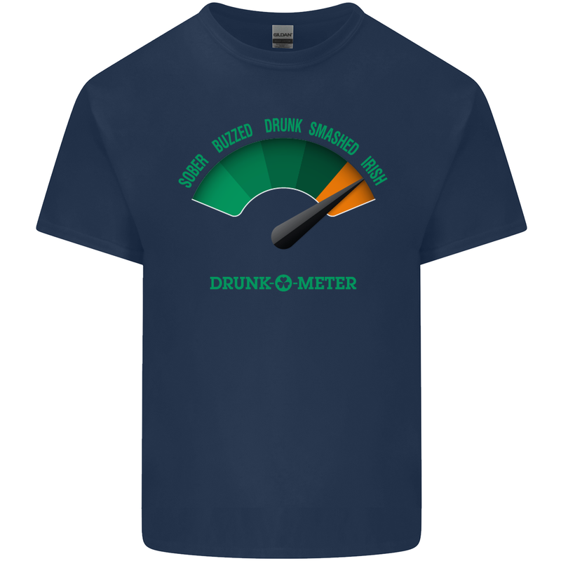 St. Patrick's Day Drunkometer Funny Beer Mens Cotton T-Shirt Tee Top Navy Blue