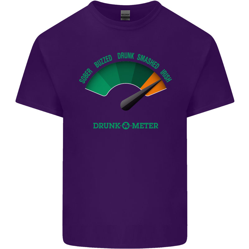 St. Patrick's Day Drunkometer Funny Beer Mens Cotton T-Shirt Tee Top Purple
