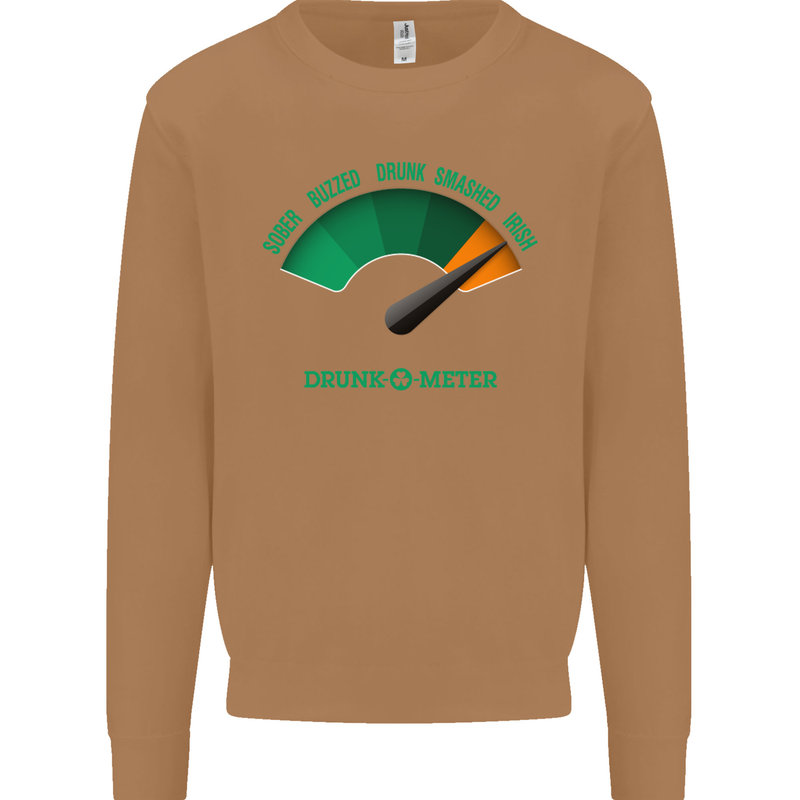 St. Patrick's Day Drunkometer Funny Beer Mens Sweatshirt Jumper Caramel Latte