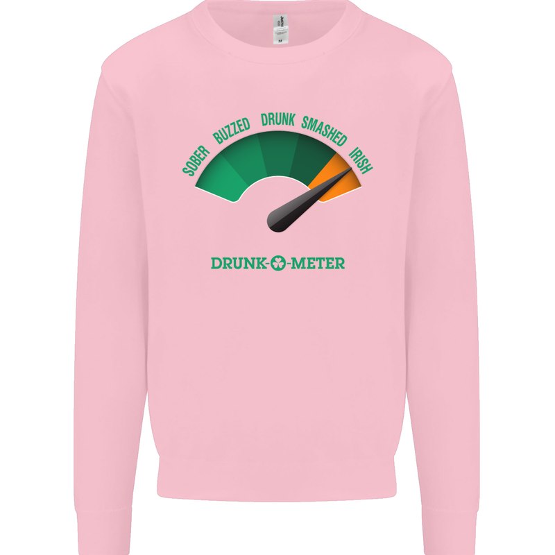 St. Patrick's Day Drunkometer Funny Beer Mens Sweatshirt Jumper Light Pink
