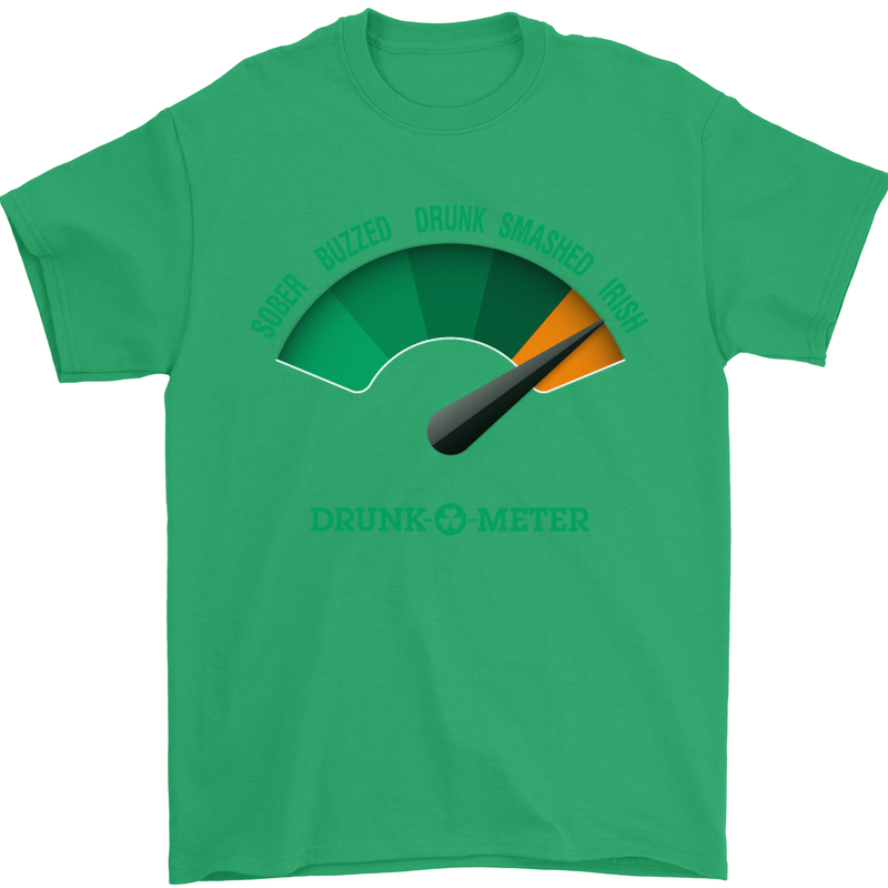 St. Patrick's Day Drunkometer Funny Beer Mens T-Shirt Cotton Gildan Irish Green