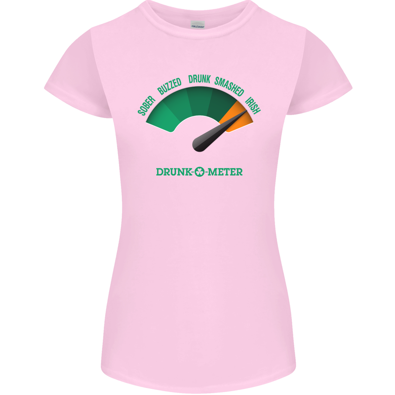 St. Patrick's Day Drunkometer Funny Beer Womens Petite Cut T-Shirt Light Pink