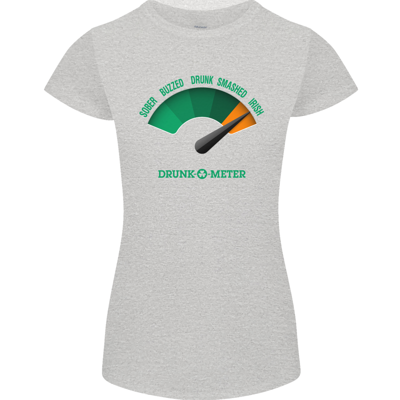 St. Patrick's Day Drunkometer Funny Beer Womens Petite Cut T-Shirt Sports Grey