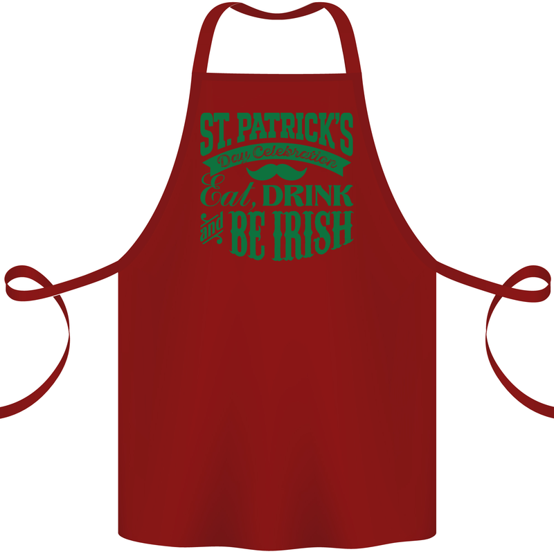 St. Patrick's Day Eat Drink Be Irish Beer Cotton Apron 100% Organic Maroon