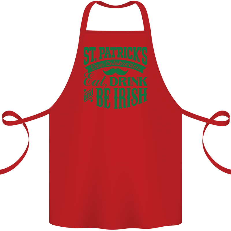 St. Patrick's Day Eat Drink Be Irish Beer Cotton Apron 100% Organic Red