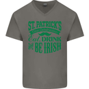 St. Patrick's Day Eat Drink Be Irish Beer Mens V-Neck Cotton T-Shirt Charcoal
