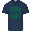 St. Patrick's Day Eat Drink Be Irish Beer Mens V-Neck Cotton T-Shirt Navy Blue