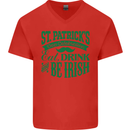 St. Patrick's Day Eat Drink Be Irish Beer Mens V-Neck Cotton T-Shirt Red