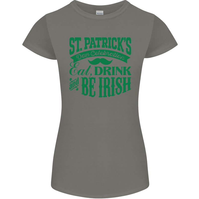 St. Patrick's Day Eat Drink Be Irish Beer Womens Petite Cut T-Shirt Charcoal