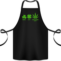 St. Patrick's Day Lucky Weed Drugs Funny Cotton Apron 100% Organic Black