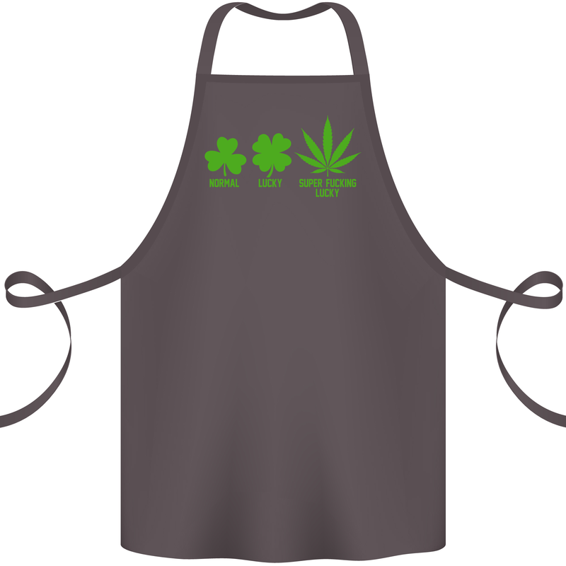 St. Patrick's Day Lucky Weed Drugs Funny Cotton Apron 100% Organic Dark Grey