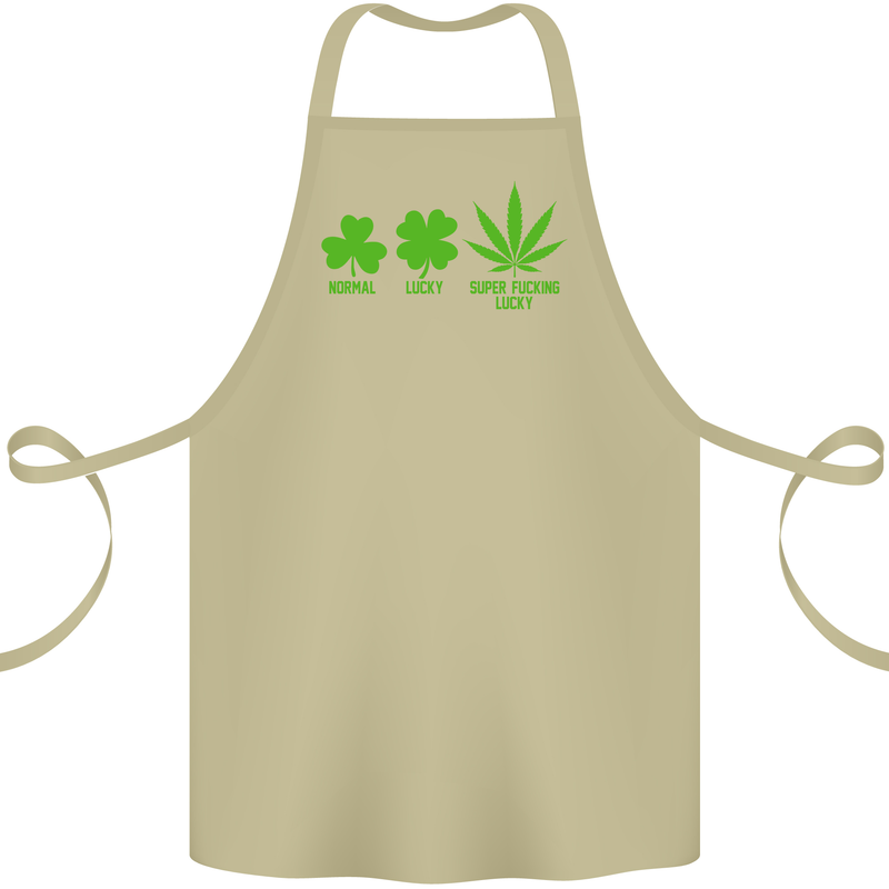 St. Patrick's Day Lucky Weed Drugs Funny Cotton Apron 100% Organic Khaki