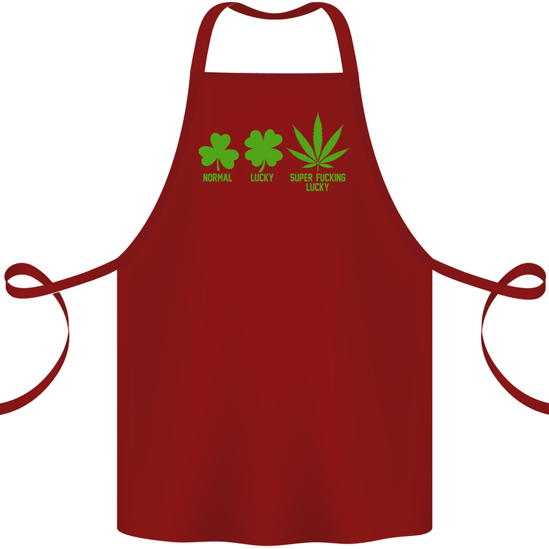 St. Patrick's Day Lucky Weed Drugs Funny Cotton Apron 100% Organic Maroon