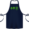 St. Patrick's Day Lucky Weed Drugs Funny Cotton Apron 100% Organic Navy Blue