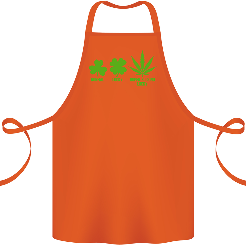 St. Patrick's Day Lucky Weed Drugs Funny Cotton Apron 100% Organic Orange