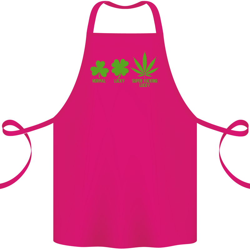 St. Patrick's Day Lucky Weed Drugs Funny Cotton Apron 100% Organic Pink