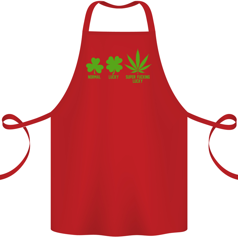 St. Patrick's Day Lucky Weed Drugs Funny Cotton Apron 100% Organic Red