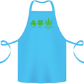 St. Patrick's Day Lucky Weed Drugs Funny Cotton Apron 100% Organic Turquoise