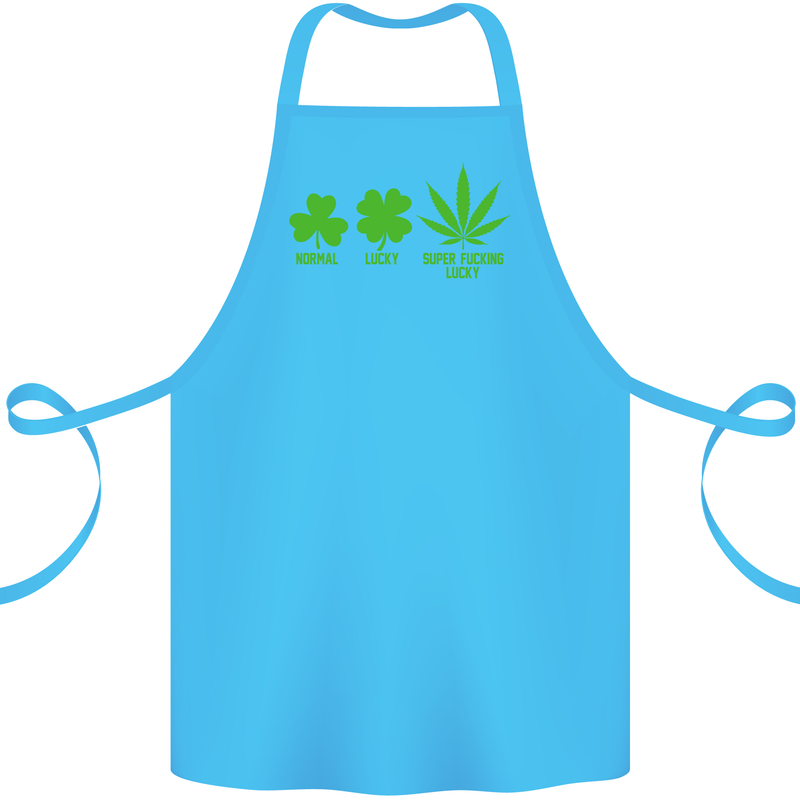 St. Patrick's Day Lucky Weed Drugs Funny Cotton Apron 100% Organic Turquoise