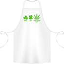 St. Patrick's Day Lucky Weed Drugs Funny Cotton Apron 100% Organic White