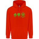 St. Patrick's Day Lucky Weed Drugs Funny Mens 80% Cotton Hoodie Bright Red