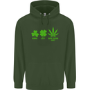 St. Patrick's Day Lucky Weed Drugs Funny Mens 80% Cotton Hoodie Forest Green