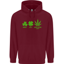 St. Patrick's Day Lucky Weed Drugs Funny Mens 80% Cotton Hoodie Maroon
