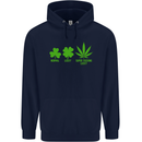 St. Patrick's Day Lucky Weed Drugs Funny Mens 80% Cotton Hoodie Navy Blue