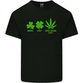 St. Patrick's Day Lucky Weed Drugs Funny Mens Cotton T-Shirt Tee Top Black