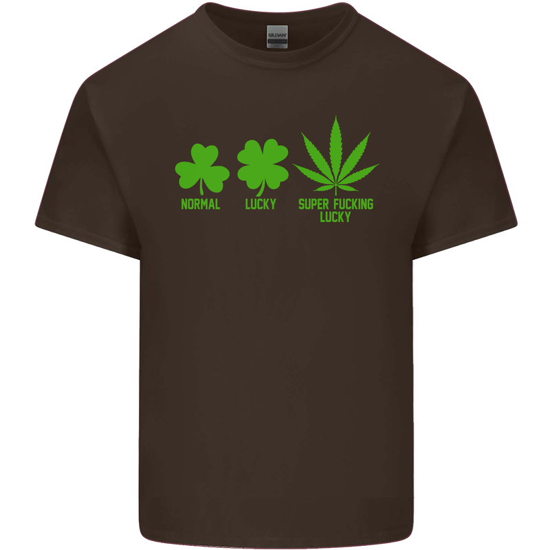 St. Patrick's Day Lucky Weed Drugs Funny Mens Cotton T-Shirt Tee Top Dark Chocolate