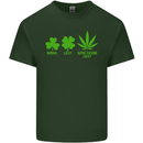St. Patrick's Day Lucky Weed Drugs Funny Mens Cotton T-Shirt Tee Top Forest Green