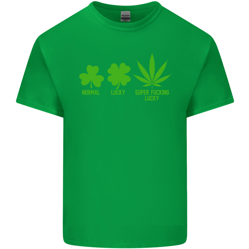St. Patrick's Day Lucky Weed Drugs Funny Mens Cotton T-Shirt Tee Top Irish Green