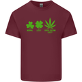 St. Patrick's Day Lucky Weed Drugs Funny Mens Cotton T-Shirt Tee Top Maroon