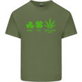 St. Patrick's Day Lucky Weed Drugs Funny Mens Cotton T-Shirt Tee Top Military Green