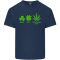 St. Patrick's Day Lucky Weed Drugs Funny Mens Cotton T-Shirt Tee Top Navy Blue