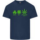 St. Patrick's Day Lucky Weed Drugs Funny Mens Cotton T-Shirt Tee Top Navy Blue
