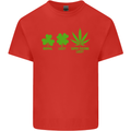 St. Patrick's Day Lucky Weed Drugs Funny Mens Cotton T-Shirt Tee Top Red