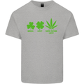 St. Patrick's Day Lucky Weed Drugs Funny Mens Cotton T-Shirt Tee Top Sports Grey