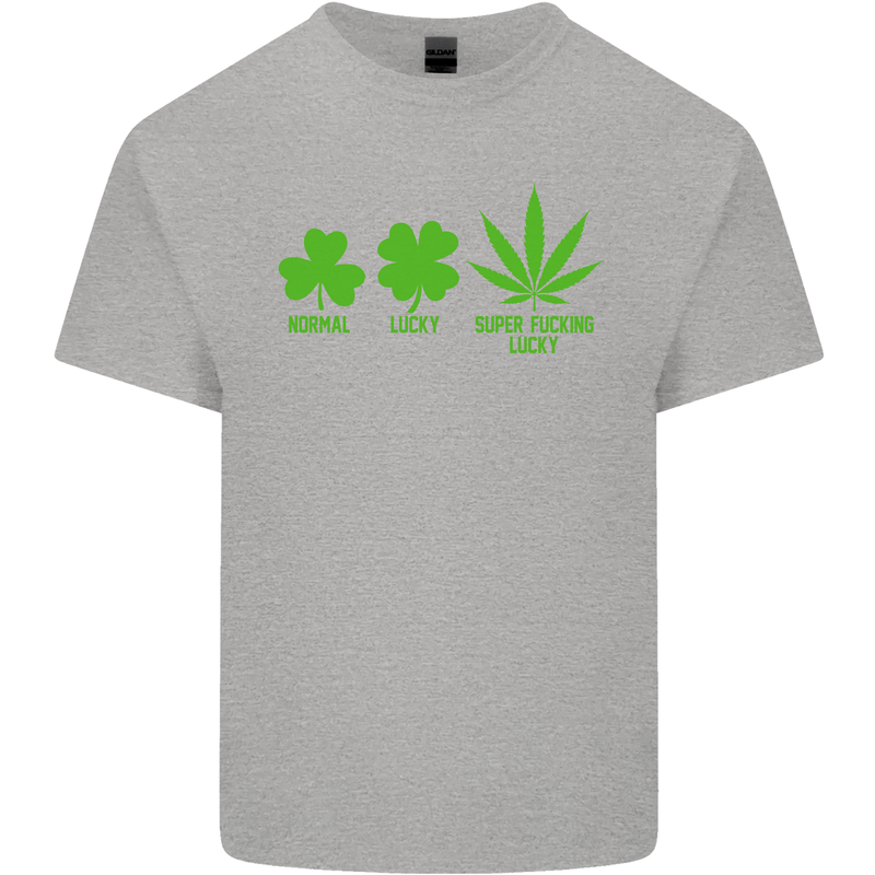 St. Patrick's Day Lucky Weed Drugs Funny Mens Cotton T-Shirt Tee Top Sports Grey