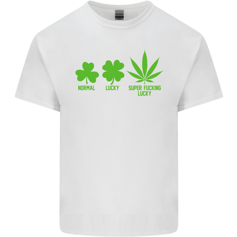 St. Patrick's Day Lucky Weed Drugs Funny Mens Cotton T-Shirt Tee Top White