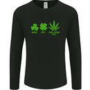 St. Patrick's Day Lucky Weed Drugs Funny Mens Long Sleeve T-Shirt Black